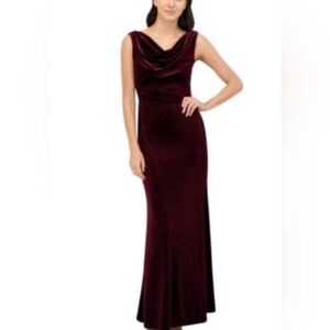 Vince Camuto maroon Cowlneck Sleeveless Velvet Gown Size 16